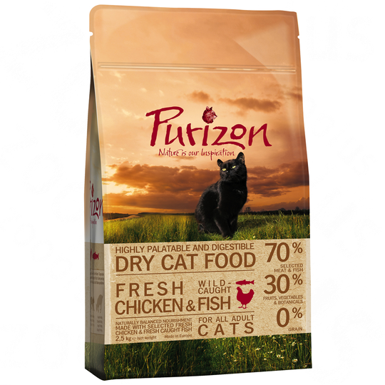 Blandat provpack Purizon Adult 3 x 2,5 kg - II: Chicken & Fish, Fish och Wild Boar