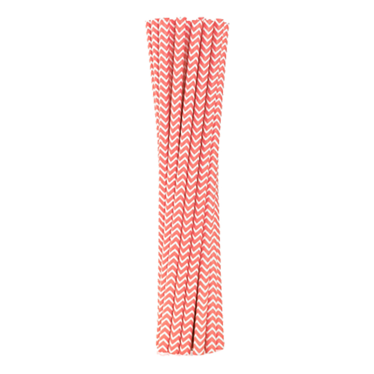 Ljusrosa Papperssugrör Mönstrade - 12-pack