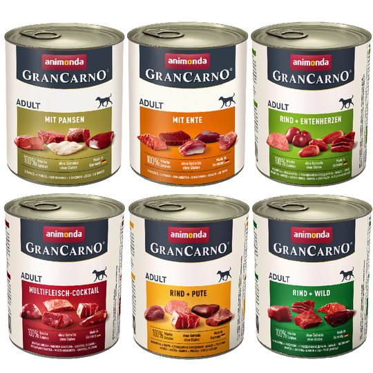 Ekonomipack: Animonda GranCarno Adult 12 x 800 g - Mix II (6 sorter)