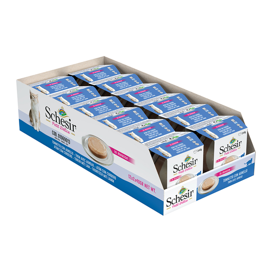 Schesir Petit Delice in Mousse 12 x 40 g - Tonfisk & lamm