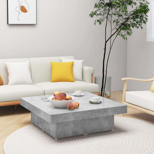vidaXL Soffbord betonggrå 90x90x28 cm spånskiva