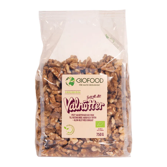 Biofood Valnötter halvor, 750g ekologisk