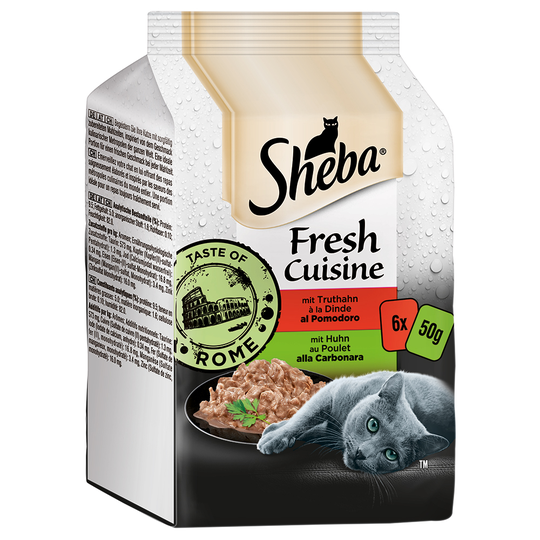 Ekonomipack: 36 x 50 g Sheba Fresh Cuisine Taste of Rome - Kyckling + Kalkon