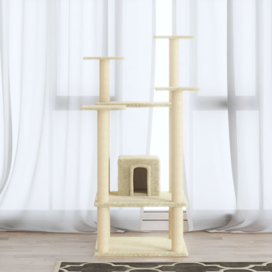 vidaXL Klösträd med klöspelare i sisal gräddvit 110 cm