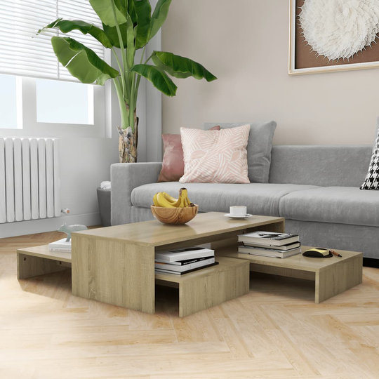 vidaXL Satsbord sonoma-ek 100x100x26,5 cm spånskiva