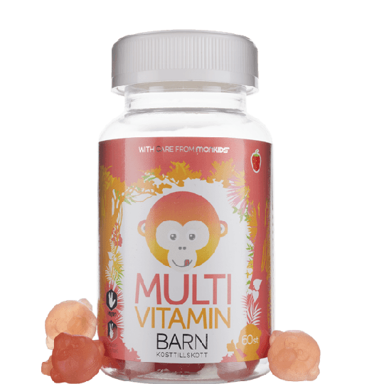 Monkids Multivitamn Jordgubb Barn 60 tuggisar