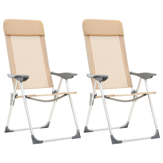 vidaXL Hopfällbara campingstolar 2 st aluminium gräddvit