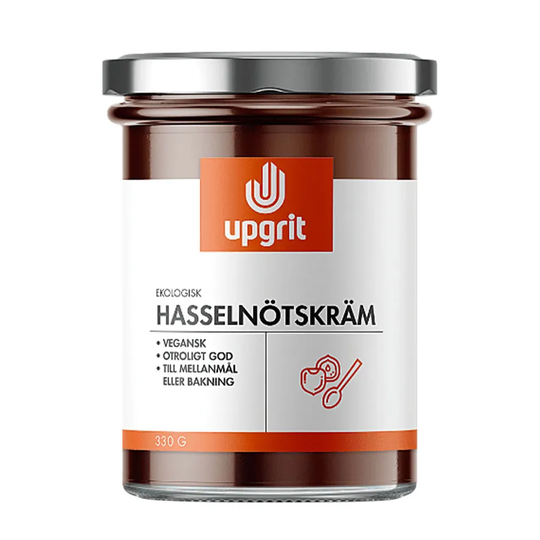 Upgrit Hasselnötskräm, 330g ekologisk