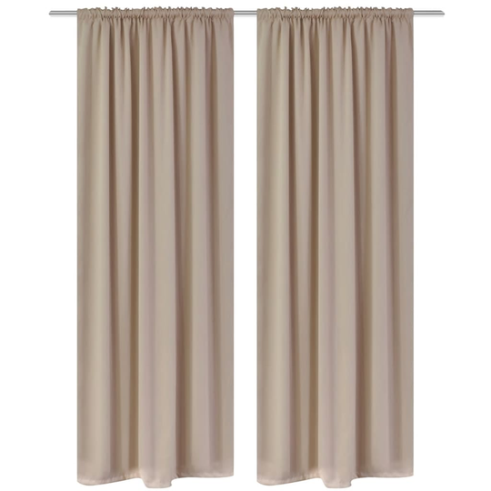 vidaXL 130374 2 pcs Cream Slot-Headed Blackout Curtains 135 x 245 cm