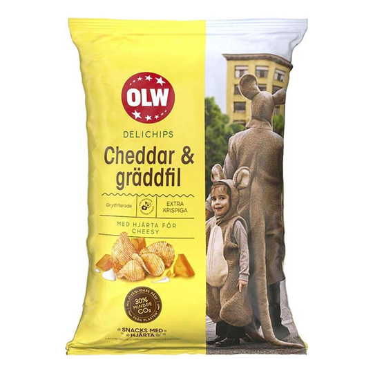 OLW Delichips Cheddar & Gräddfil - 150 gram