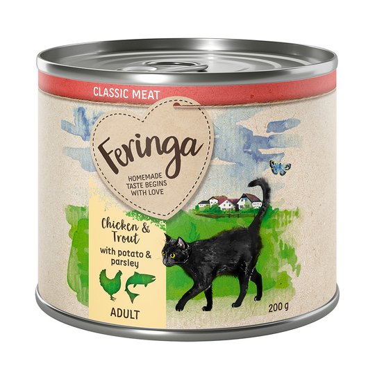 Ekonomipack: Feringa Classic Meat Menu 18 x 200 g - Öring & kyckling med potatis & persilja