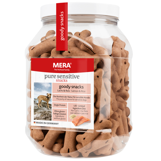 MERA pure sensitive Goody Snacks 600 g - Ekonomipack: Lax & ris, 3 x 600 g