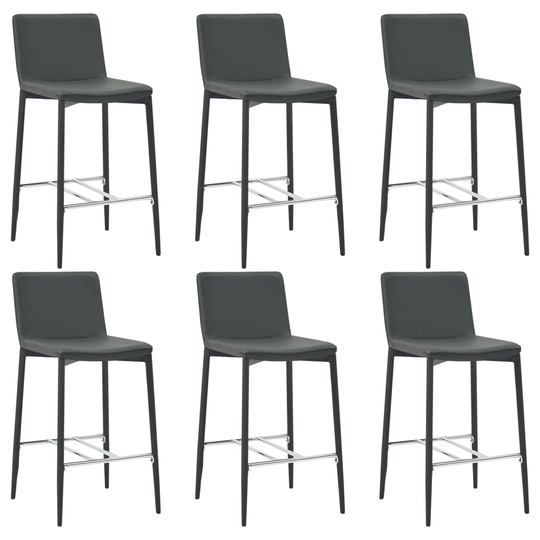 vidaXL Barstolar 6 st grå konstläder