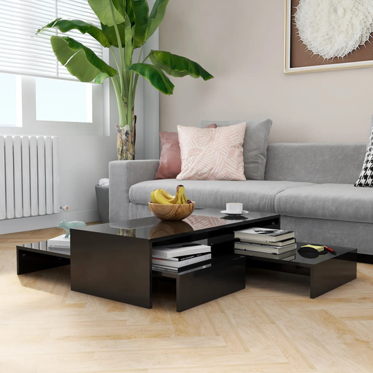 vidaXL Satsbord svart högglans 100x100x26,5 cm