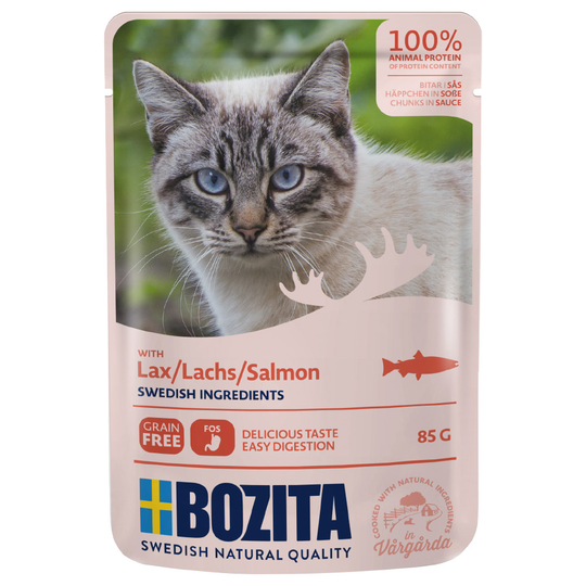 Bozita bitar i sås Pouch 12 x 85 g - Lax