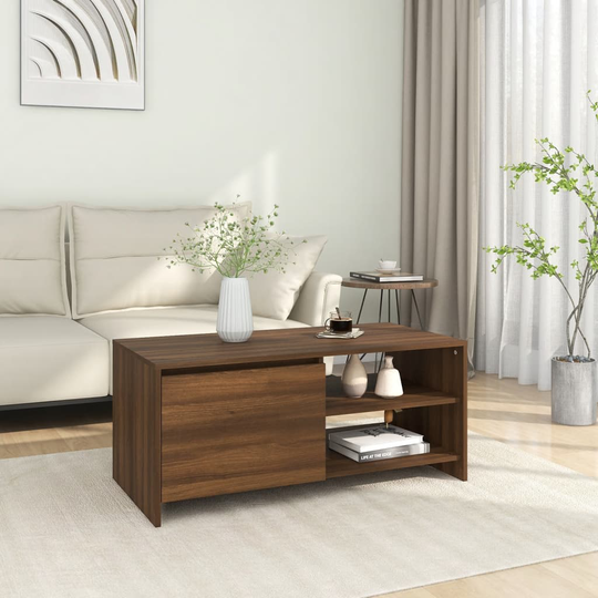 vidaXL Soffbord brun ek 102x50x45 cm konstruerat trä