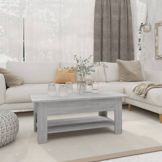 vidaXL Soffbord grå sonoma-ek 102x55x42 cm spånskiva