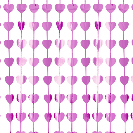 Dörrdraperi Hjärtan Rosa Metallic