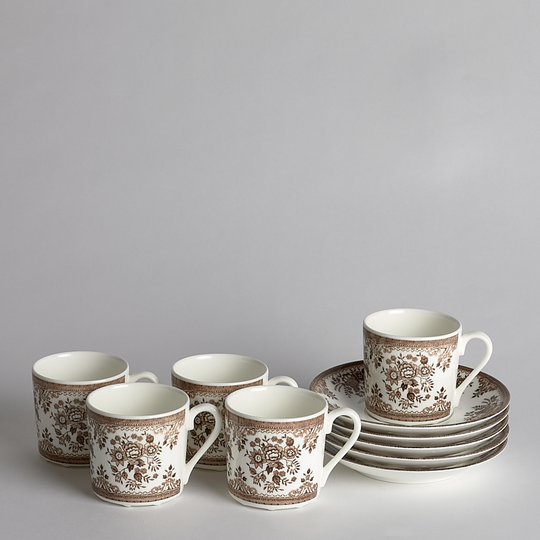 Gustavsberg - SÅLD Kaffekoppar med Fat "Fasan" 5 st