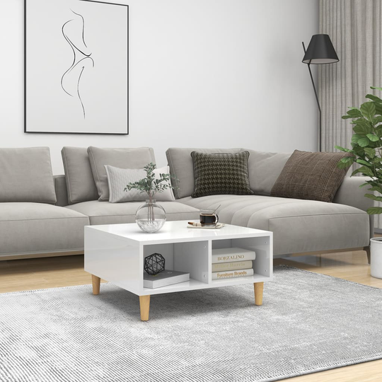 vidaXL Soffbord vit högglans 60x60x30 cm spånskiva