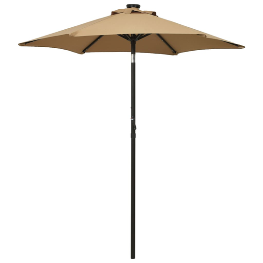 vidaXL Parasoll med LED-lampor taupe 200x211 cm aluminium