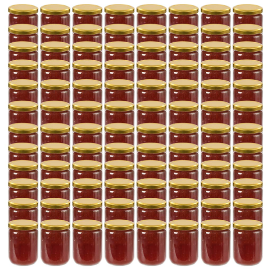 vidaXL Syltburkar i glas med guldfärgade lock 96 st 230 ml