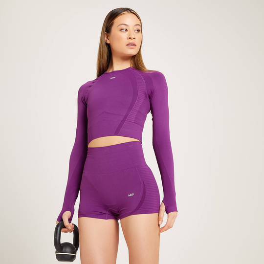 MP Women's Tempo Seamless Long Sleeve Crop Top - Lila - S