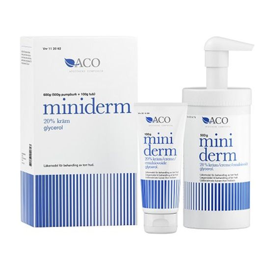 Miniderm® Kräm 20% Burk med pump och tub, 600g (500g + 100g)