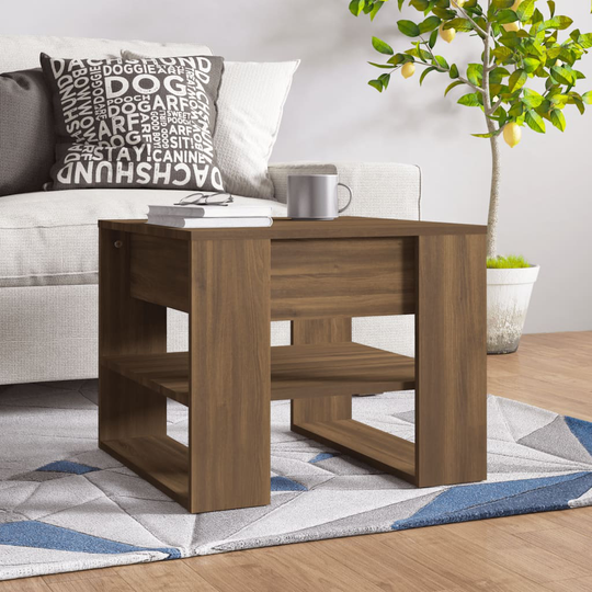 vidaXL Soffbord brun ek 55,5x55x45 cm konstruerat trä
