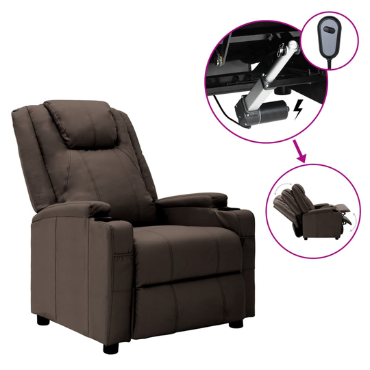 vidaXL Elektrisk reclinerfåtölj brun konstläder