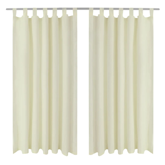vidaXL 2-pack gardiner med öglor i gräddvit microsatin 140 x 225 cm