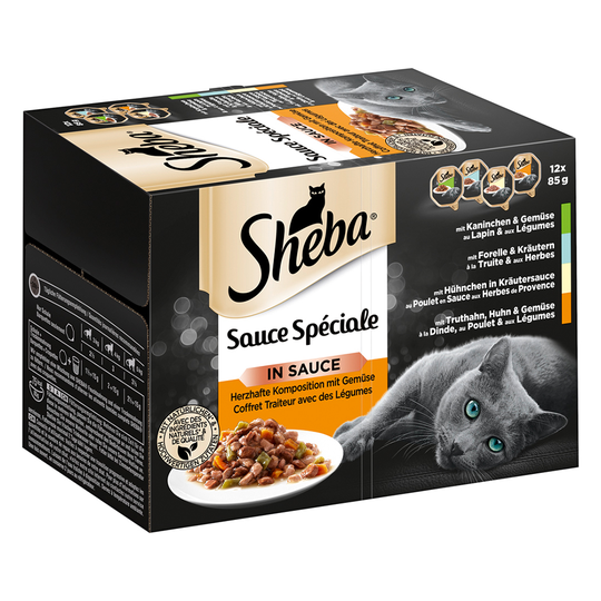 Jumbo ekonomipack: Sheba 96 x 85 g portionsform i blandpack - Sauce Speciale