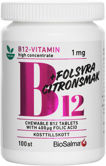 BioSalma B12-vitamin 1 mg + Folsyra 100 st