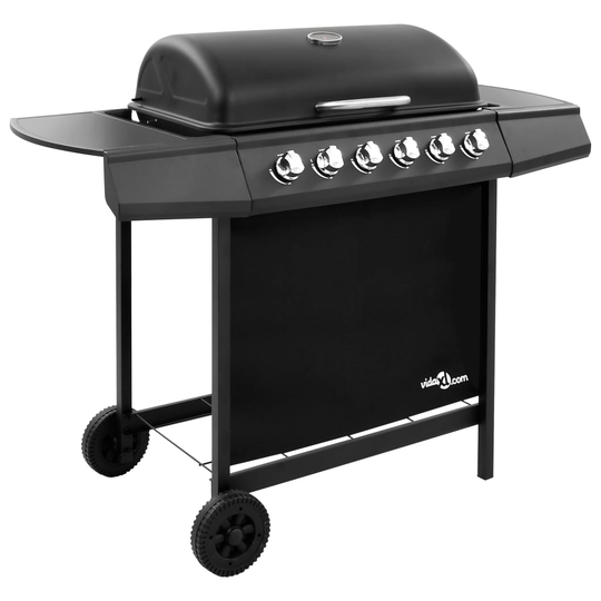 vidaXL Gasolgrill med 6 brännare svart