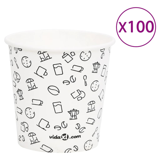 vidaXL Pappersmuggar 120 ml 100 st vit och svart