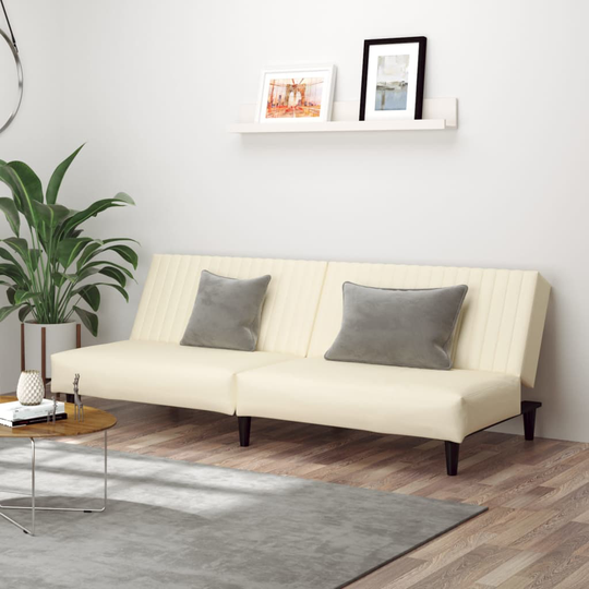 vidaXL Bäddsoffa 2-sits gräddvit konstläder