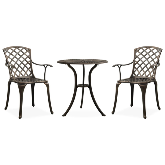 vidaXL Caféset 3 delar gjuten aluminium brons