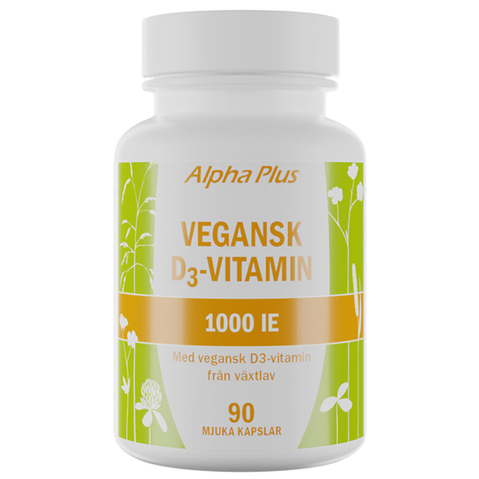 Alpha Plus Vegansk D3-Vitamin 1000 IE 90 kapslar