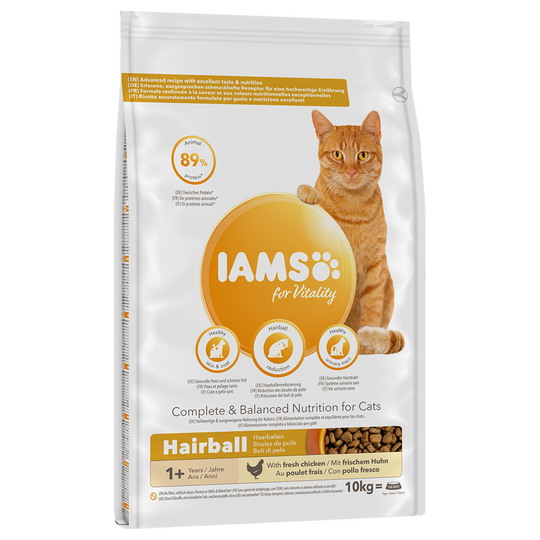 Ekonomipack: IAMS torrfoder för katter 2 x 10 kg - Vitality Adult Hairball Control (2 x 10 kg)