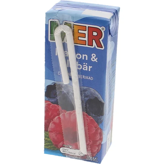 4 x MER Fruktdryck Hallon & Blåbär