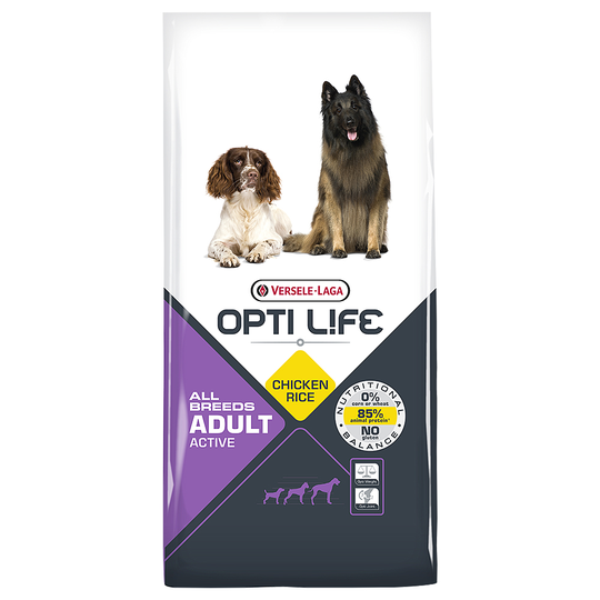 Ekonomipack: 2 x 12 kg Opti Life hundfoder - Adult Active (2 x 12,5 kg)