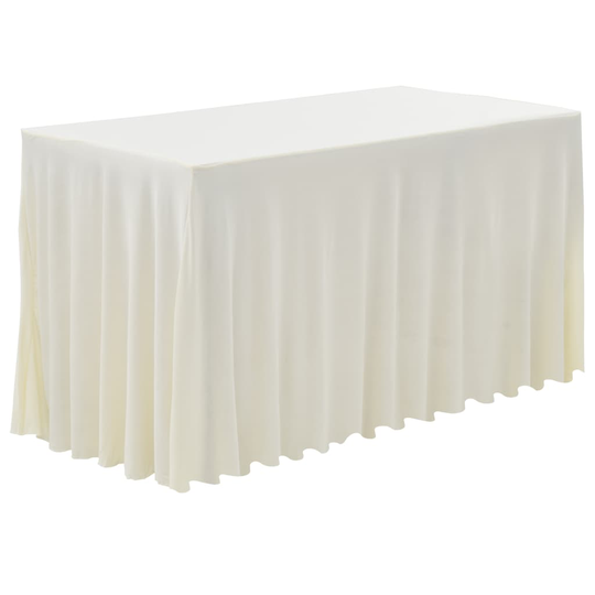 vidaXL Bordsöverdrag 2 st stretch golvlångt gräddvit 120x60,5x74 cm