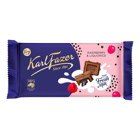 Karl Fazer Raspberry Liquorice - 145 gram