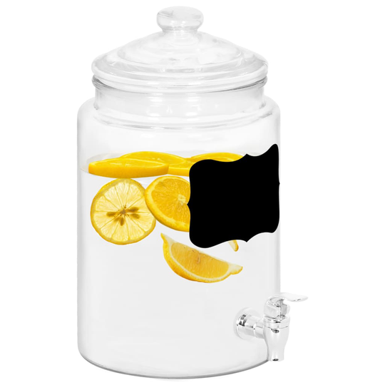 vidaXL Glasbehållare med tappkran etikett 5800 ml glas