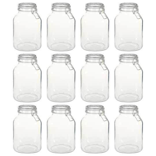 vidaXL Glasburk med lock 12 st 3 L
