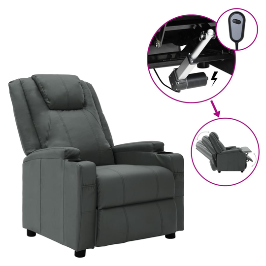 vidaXL Elektrisk reclinerfåtölj antracit konstläder