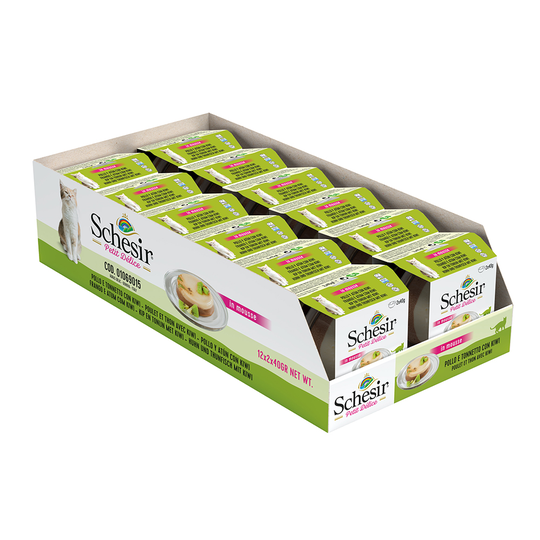 Schesir Petit Delice in Mousse 12 x 40 g - Kyckling, tonfisk & kiwi