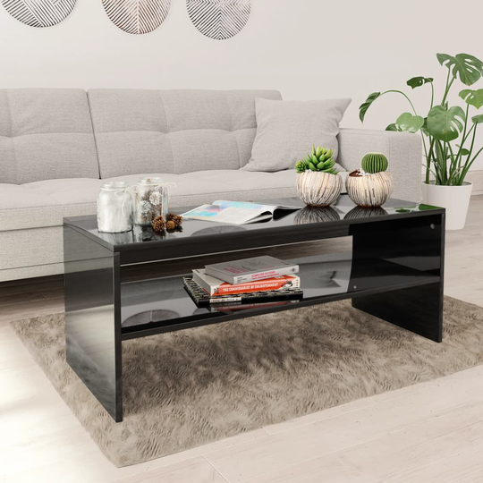 vidaXL Soffbord högglans svart 100x40x40 cm spånskiva