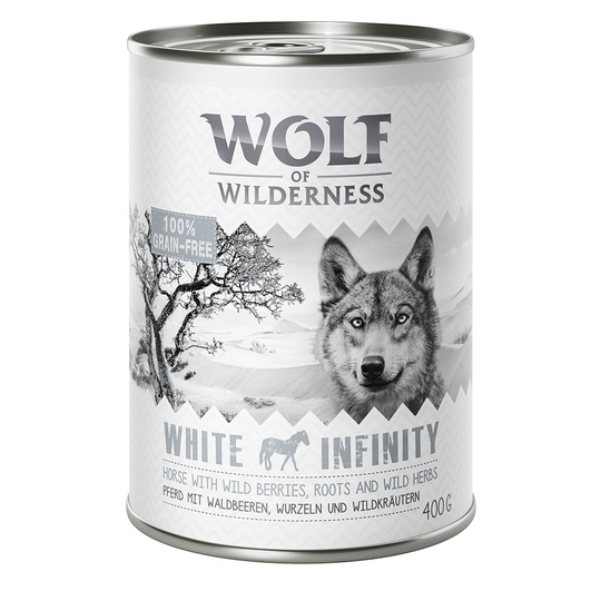 Ekonomipack: Wolf of Wilderness 12 x 400 g NY! White Infinity - Horse