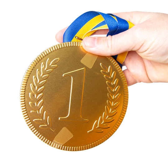 Chokladmedalj, blågult band 90g